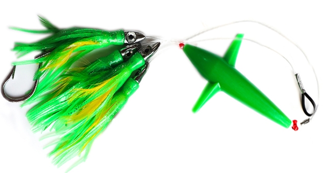 Feather bird daisy chain offshore teaser system